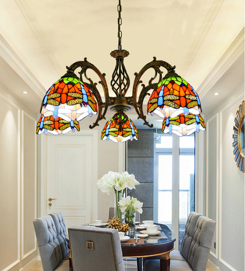 Tiffany Creative Sputnik Light Light Light Ironing Lampada con tonalità di vetro colorato