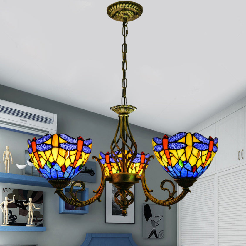 Tiffany Creative Sputnik Light Light Light Ironing Lampada con tonalità di vetro colorato