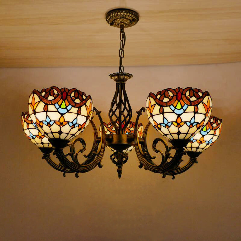 Tiffany Creative Sputnik Light Light Light Ironing Lampada con tonalità di vetro colorato