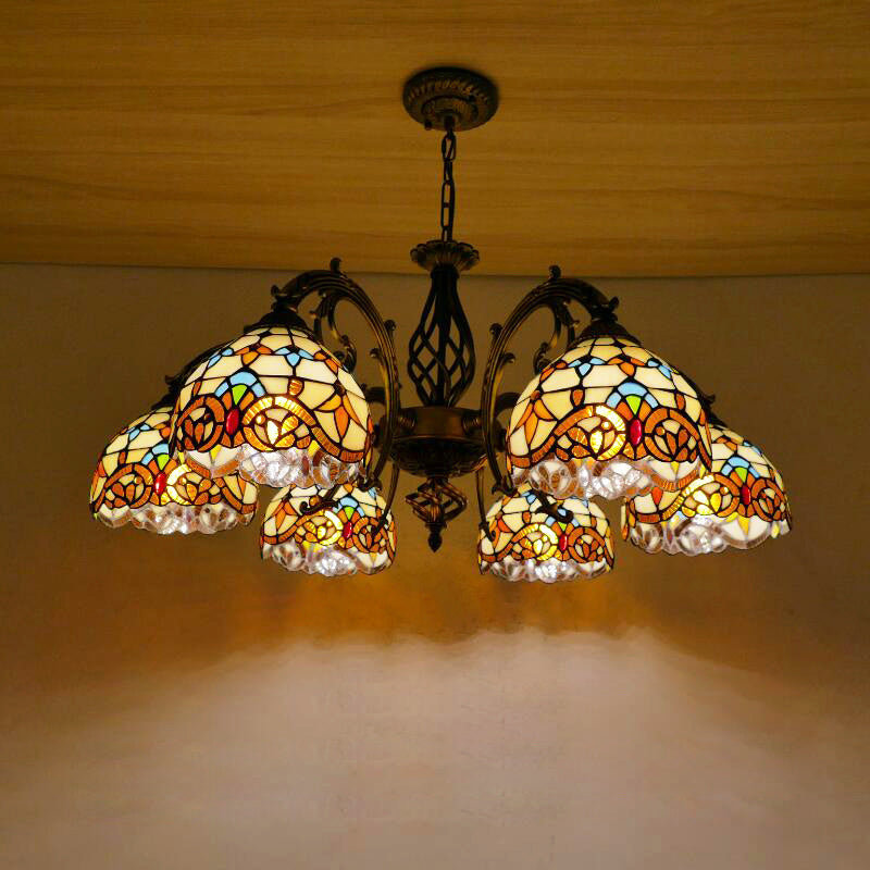 Tiffany Creative Sputnik Light Light Light Ironing Lampada con tonalità di vetro colorato