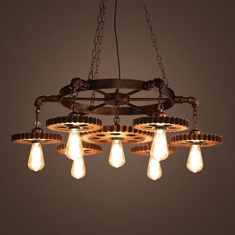 Bronze Antique suspension du lustre en fer forgé de barreaux de lustre