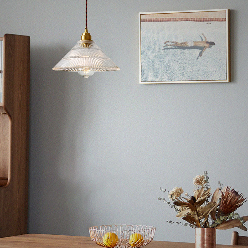 Prismatic Glass Vintage Hanging Pendant Light 1-Light Drop Pendant for Dining Room