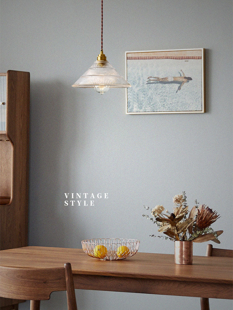 Prismatic Glass Vintage Hanging Pendant Light 1-Light Drop Pendant for Dining Room