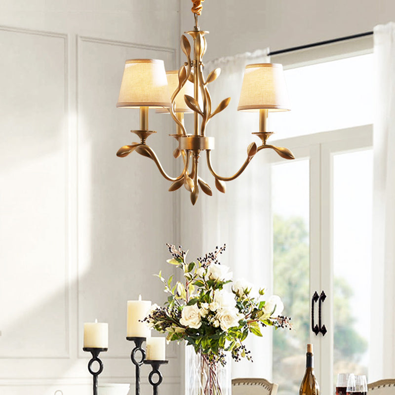 Cone Chandelier Light Fixture Traditional Fabric Shade Pendant Lighting for Restaurant