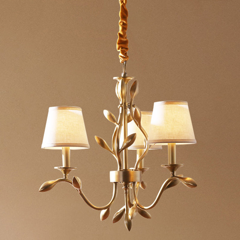 Cone Chandelier Light Fixture Traditional Fabric Shade Pendant Lighting for Restaurant