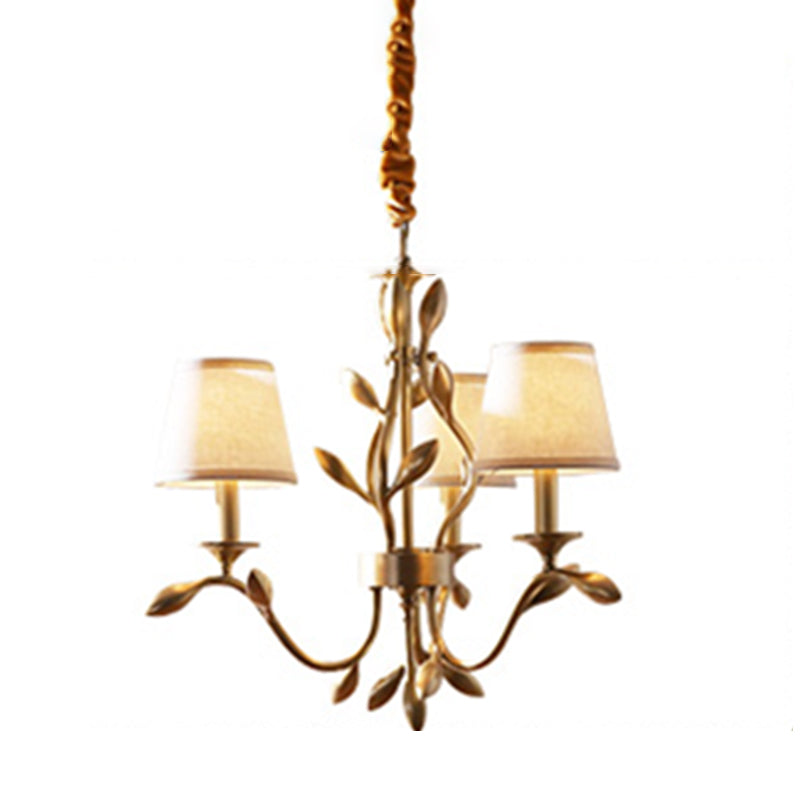 Cone Chandelier Light Fixture Traditional Fabric Shade Pendant Lighting for Restaurant