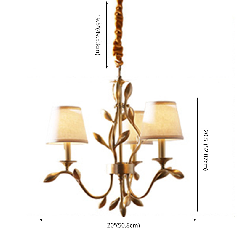 Cone Chandelier Light Fixture Traditional Fabric Shade Pendant Lighting for Restaurant