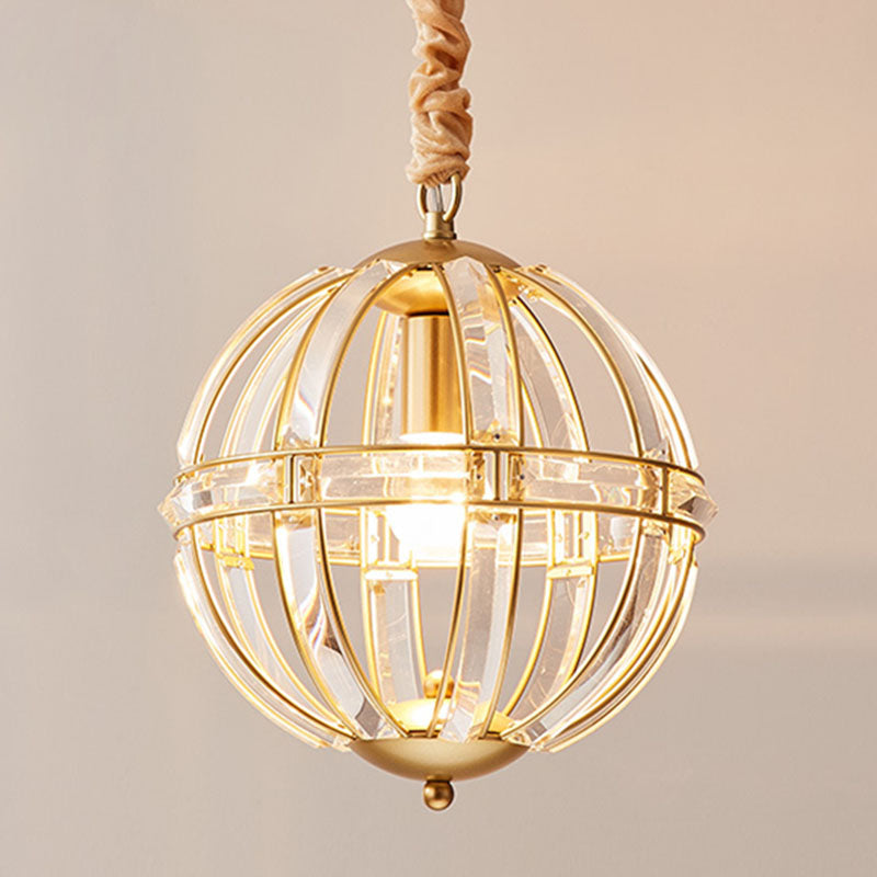 Globe Lantern Pendant Lighting Modern Crystal Dining Room Light Light