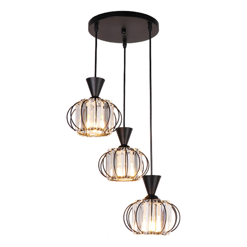 Lampe à suspension sphérique nordique lampe à manger en cristal Pendant Light en noir