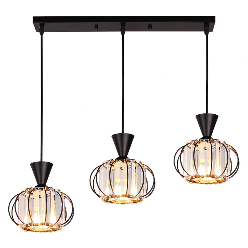 Lampe à suspension sphérique nordique lampe à manger en cristal Pendant Light en noir