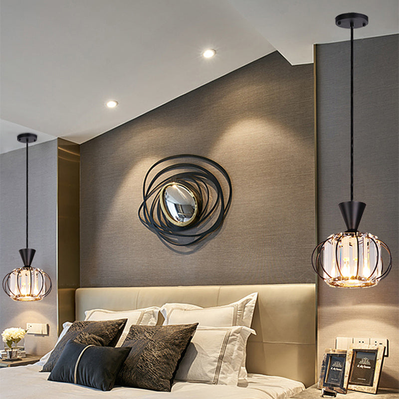 Lantaarn eetkamer hangende verlichtingsarmatuur kristal minimalistisch hanglampje