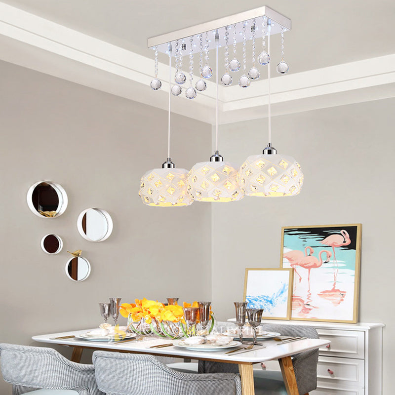 Salle à manger à teinte mondiale Crystal Crystal 3-Light Pendant moderne Lampe