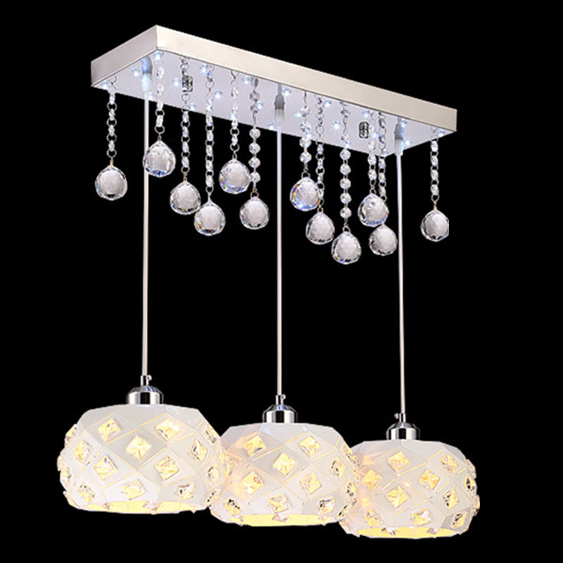 Salle à manger à teinte mondiale Crystal Crystal 3-Light Pendant moderne Lampe