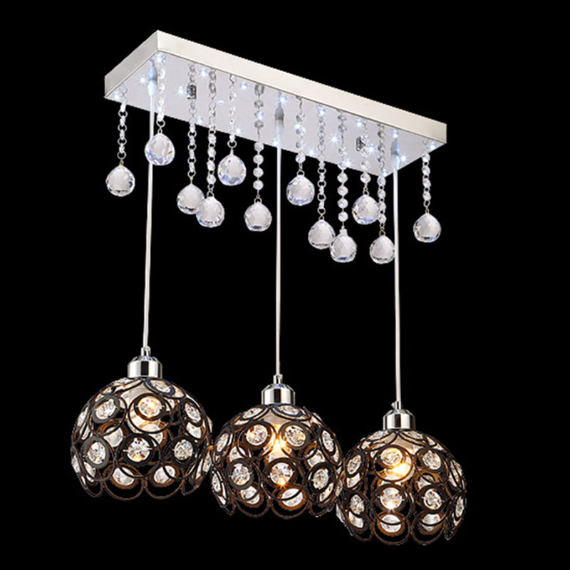 Salle à manger à teinte mondiale Crystal Crystal 3-Light Pendant moderne Lampe