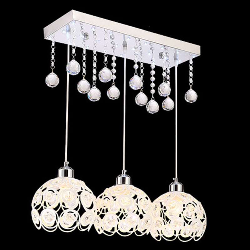 Salle à manger à teinte mondiale Crystal Crystal 3-Light Pendant moderne Lampe