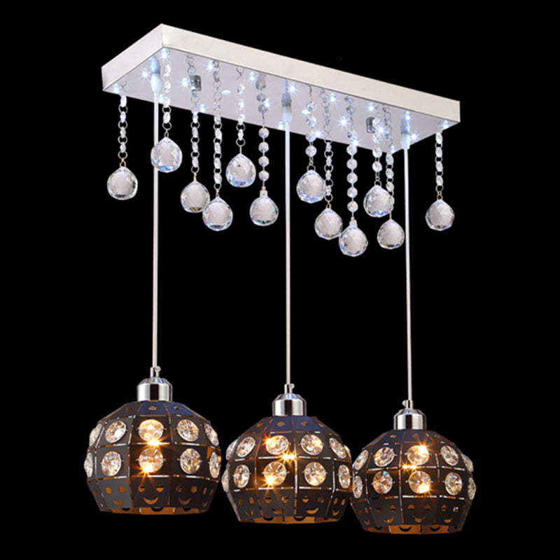 Salle à manger à teinte mondiale Crystal Crystal 3-Light Pendant moderne Lampe