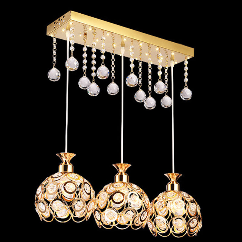Salle à manger à teinte mondiale Crystal Crystal 3-Light Pendant moderne Lampe
