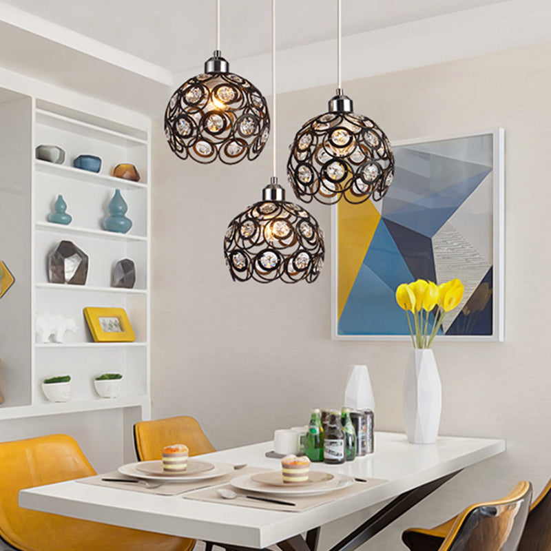 Salle à manger à teinte mondiale Crystal Crystal 3-Light Pendant moderne Lampe