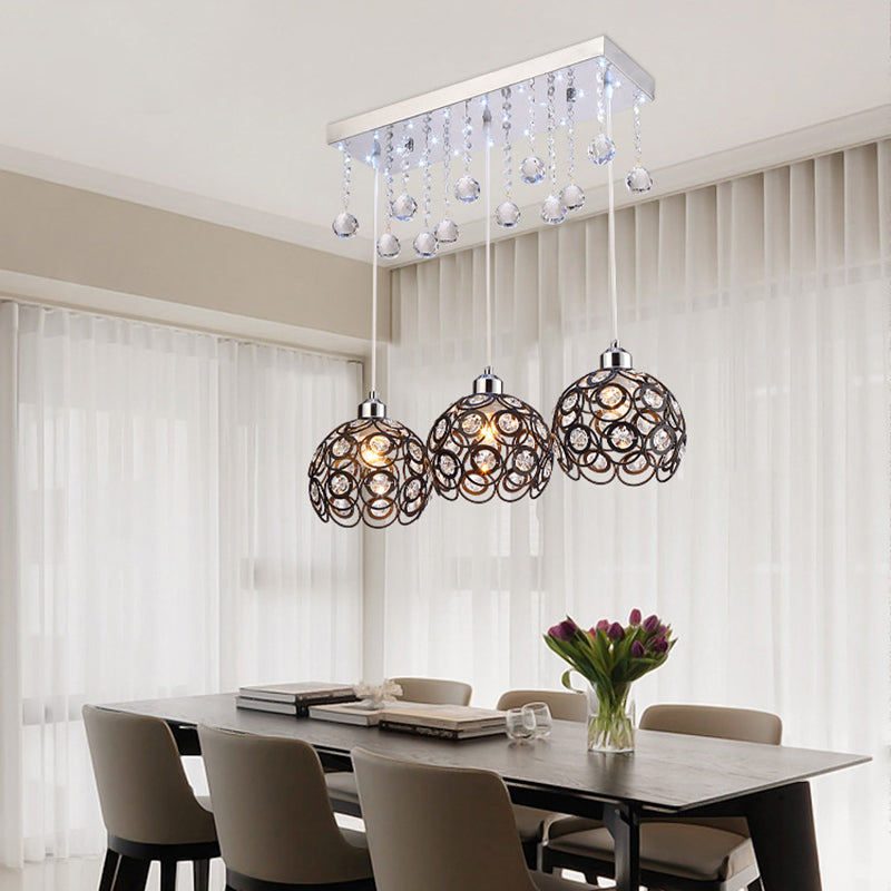 Salle à manger à teinte mondiale Crystal Crystal 3-Light Pendant moderne Lampe