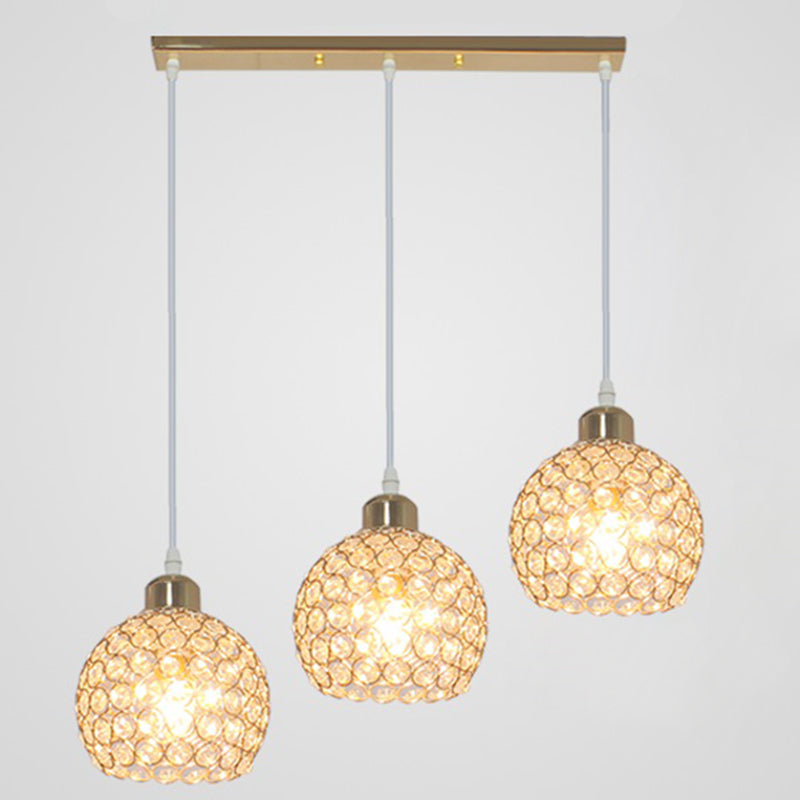 Crystal Sphere Pendant Modernity Multiple Hanging Light for Dining Room