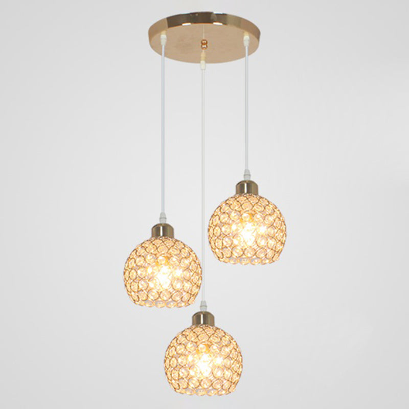 Crystal Sphere Pendant Modernity Multiple Hanging Light for Dining Room