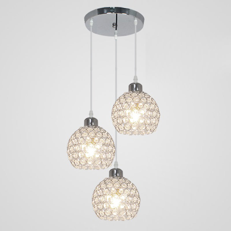 Crystal Sphere Pendant Modernity Multiple Hanging Light for Dining Room