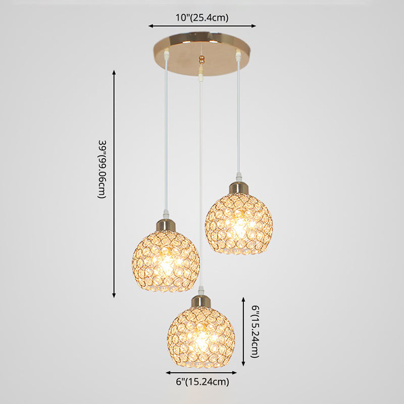 Crystal Sphere Pendant Modernity Multiple Hanging Light for Dining Room