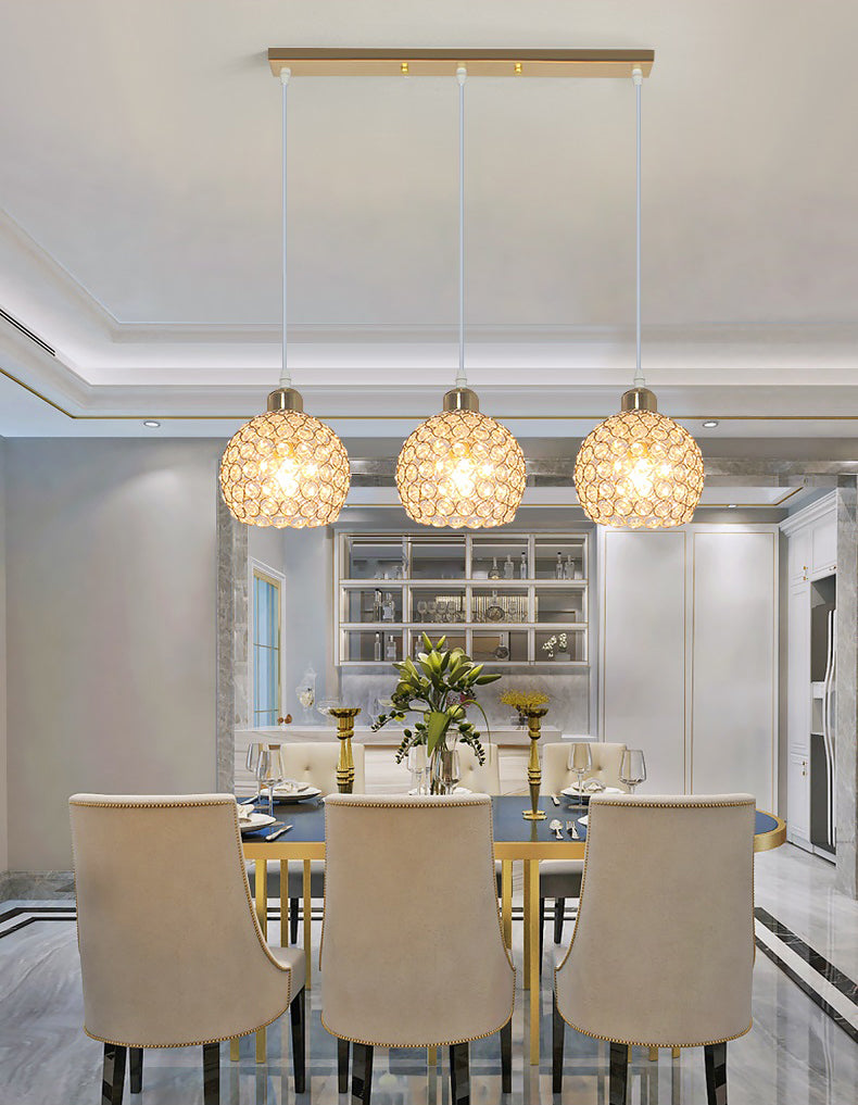 Crystal Sphere Pendant Modernity Multiple Hanging Light for Dining Room