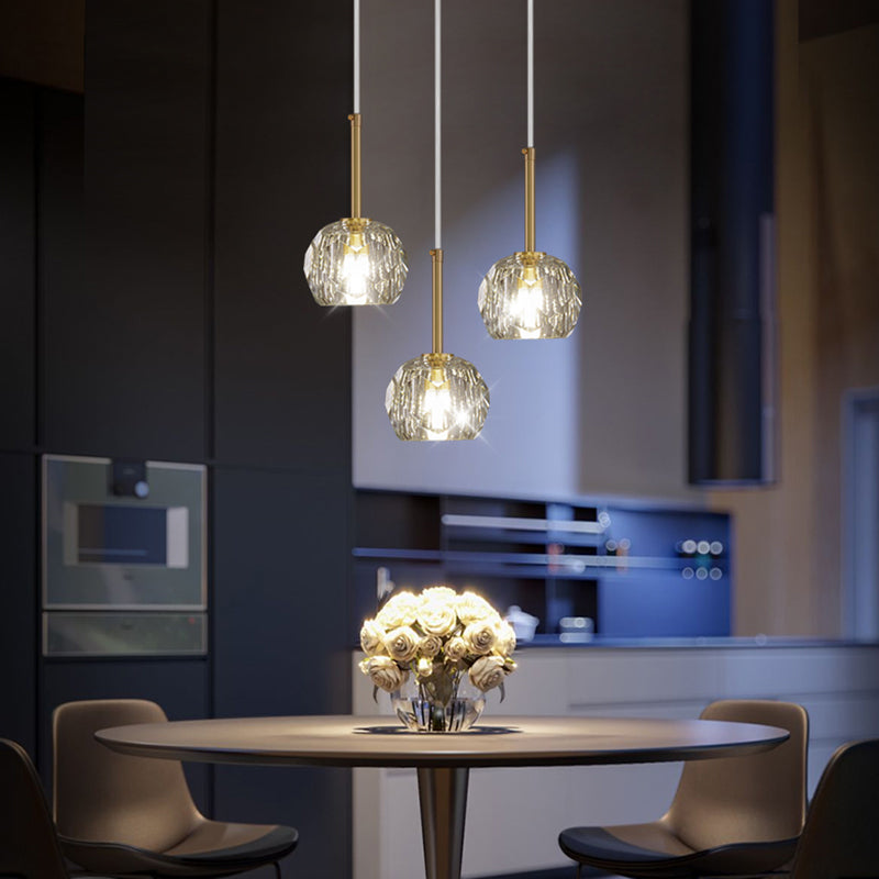 Balle Shade Dining Room Suspension lampe cristal Minimaliste Lumière suspendue en or