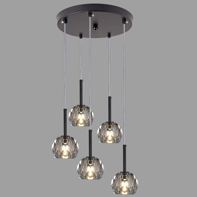 Balle Shade Dining Room Suspension lampe cristal Minimaliste Lumière suspendue en or