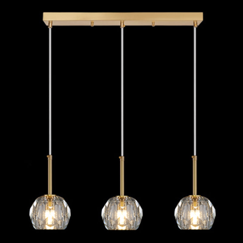 Balle Shade Dining Room Suspension lampe cristal Minimaliste Lumière suspendue en or