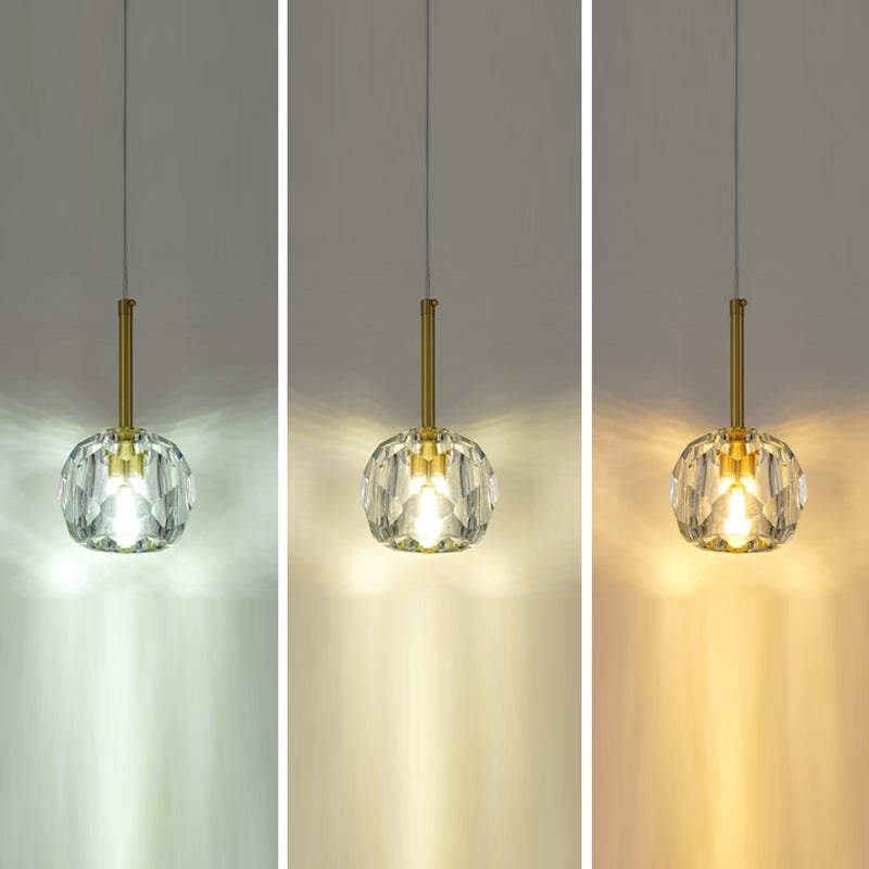 Balle Shade Dining Room Suspension lampe cristal Minimaliste Lumière suspendue en or