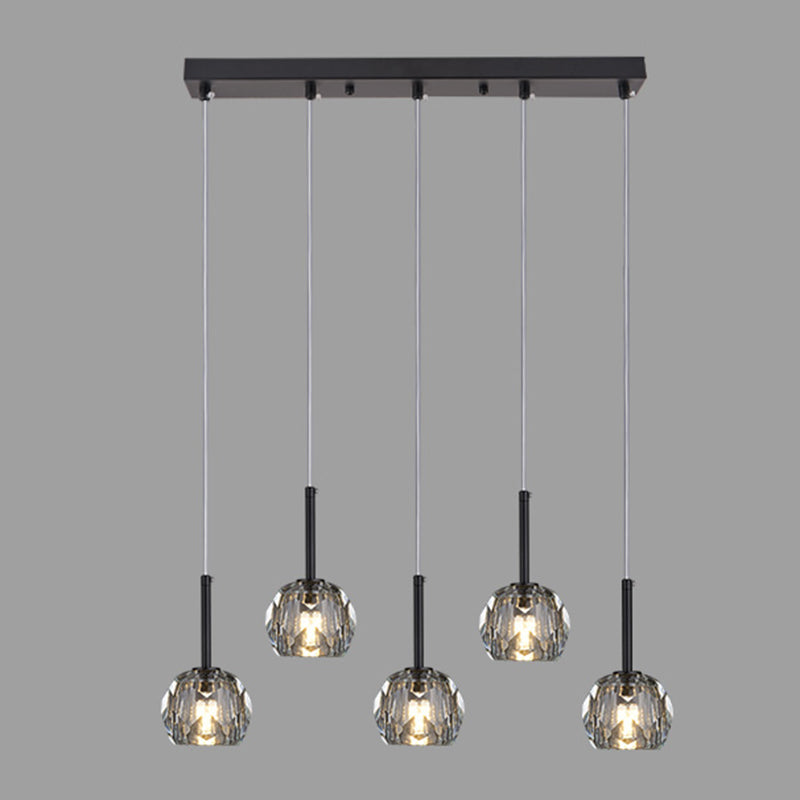 Balle Shade Dining Room Suspension lampe cristal Minimaliste Lumière suspendue en or
