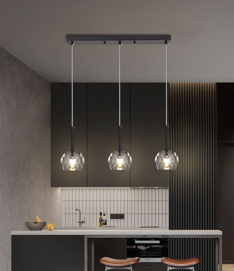 Balle Shade Dining Room Suspension lampe cristal Minimaliste Lumière suspendue en or