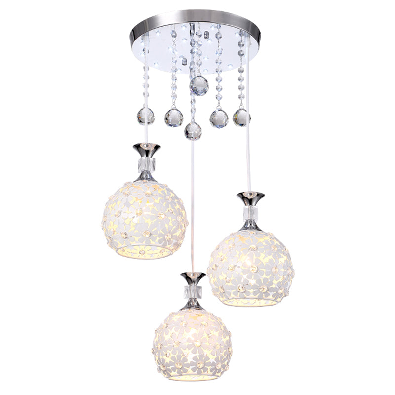 Cluster sphère pendentif léger nordique cristal 3 bulb lempe suspension du plafond