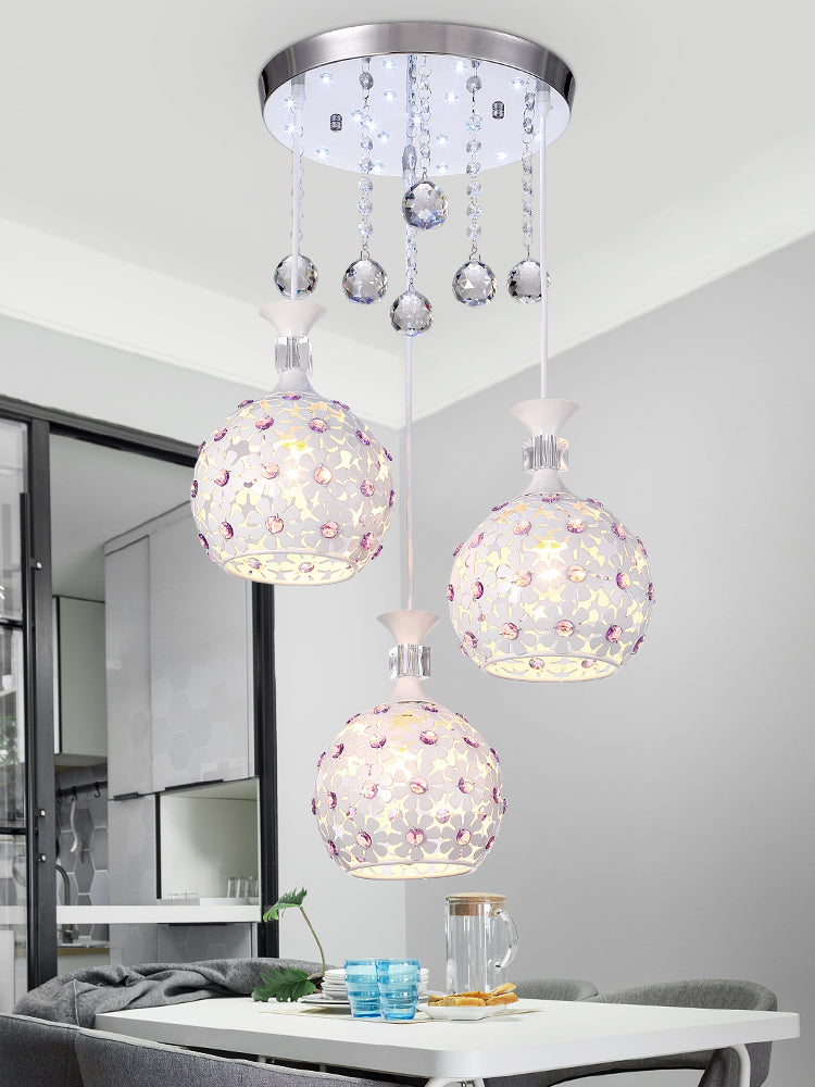 Cluster sphère pendentif léger nordique cristal 3 bulb lempe suspension du plafond