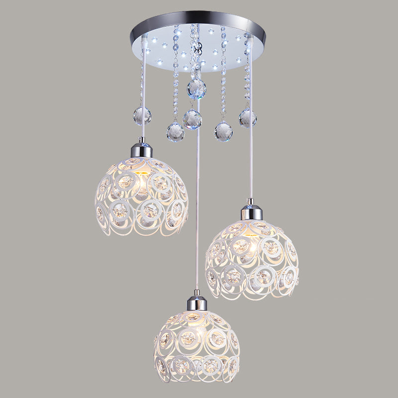 Lampe à chute de salle à manger à 3 têtes de lumière multi-pendentif moderne avec une teinte cristalline mondiale