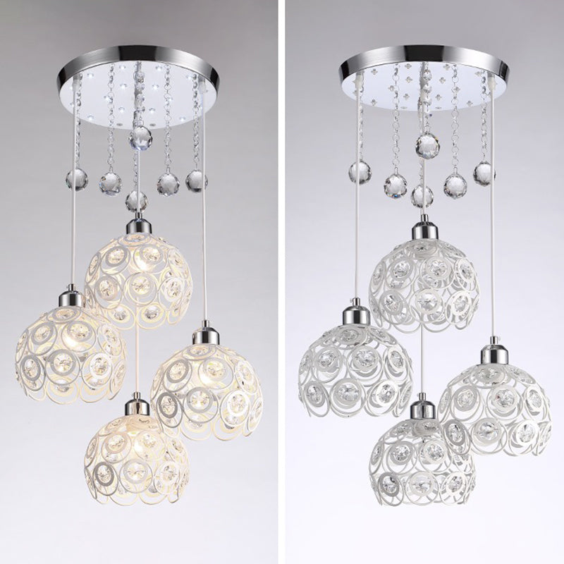 Lampe à chute de salle à manger à 3 têtes de lumière multi-pendentif moderne avec une teinte cristalline mondiale