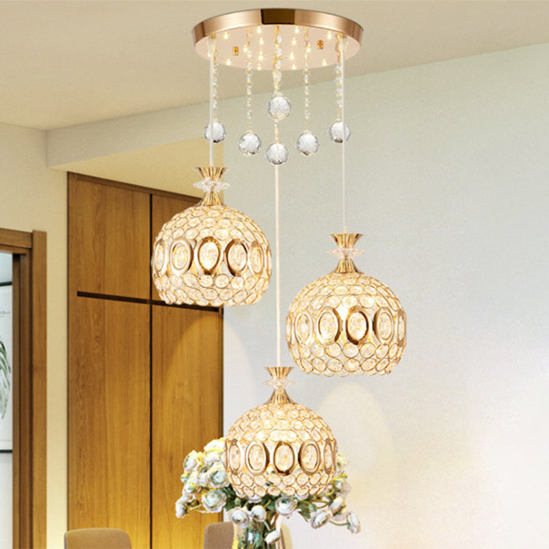 Cluster à ananas doré Éclairage pendentif éclairage moderniste cristal de lampe suspendue