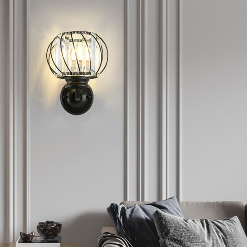Round Crystal Wall Light Simplicity 1 Bulb Wall Mounted Lamp for Bedroom