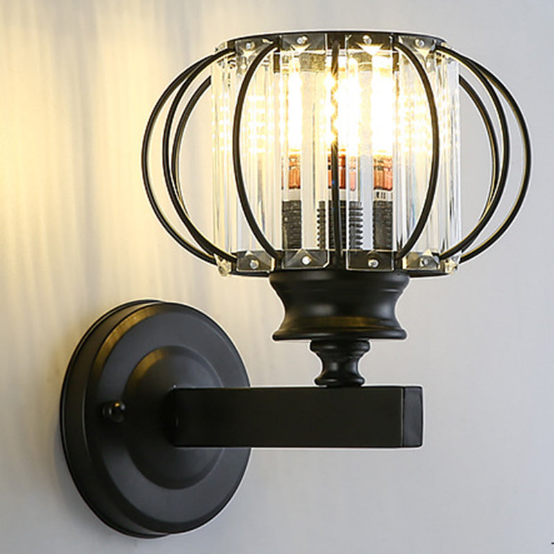 Round Crystal Wall Light Simplicity 1 Bulb Wall Mounted Lamp for Bedroom