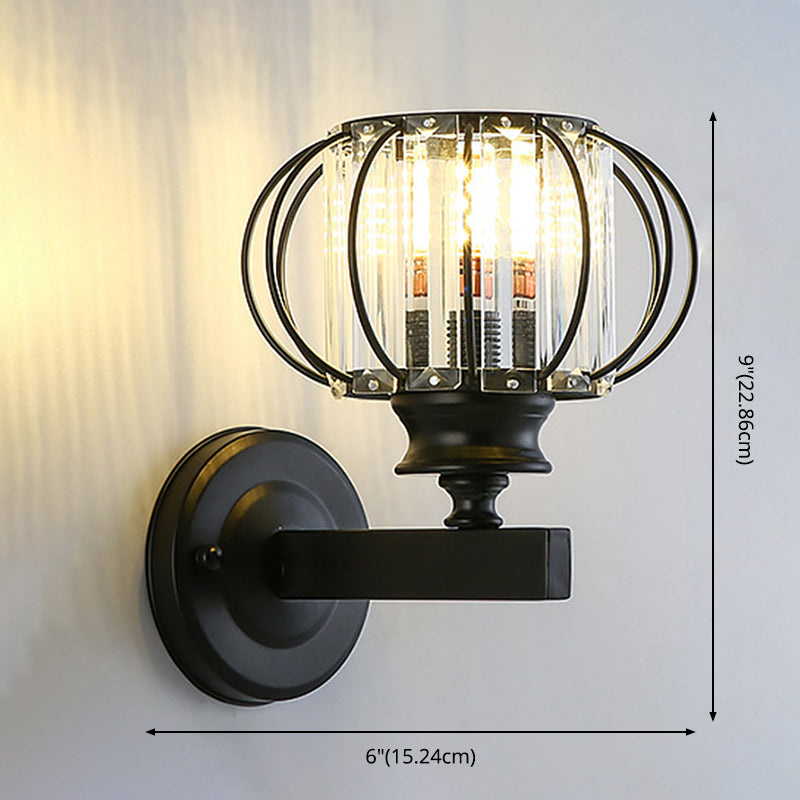 Round Crystal Wall Light Simplicity 1 Bulb Wall Mounted Lamp for Bedroom