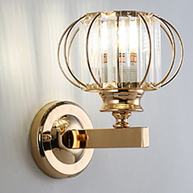 Round Crystal Wall Light Simplicity 1 Bulb Wall Mounted Lamp for Bedroom