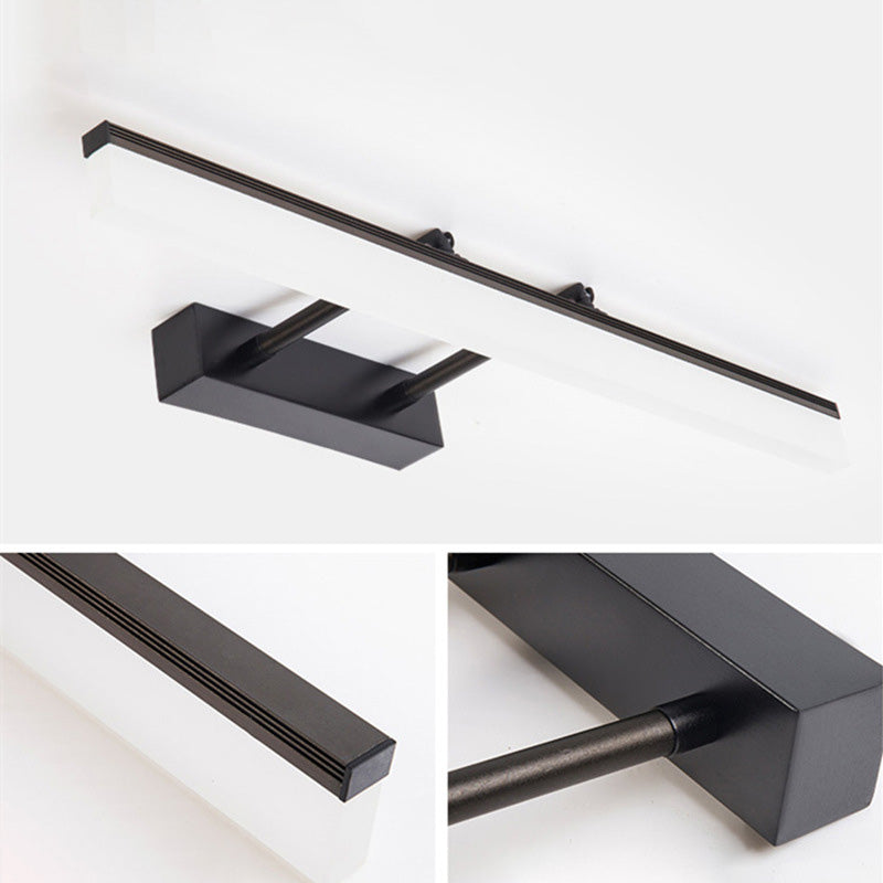 Gerade Badezimmerwand montiertes Licht Aluminium LED Nordische Wandleuchten in Schwarz