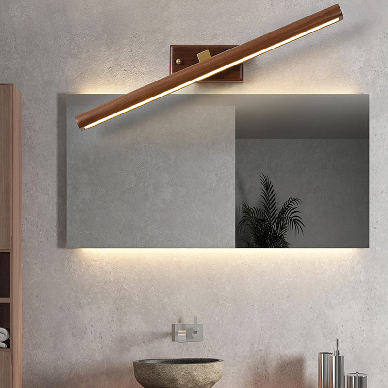 Lineare Wandleuchte Leuchten zeitgenössischer Holz LED -Badezimmer Wandbeleuchtung in Braun