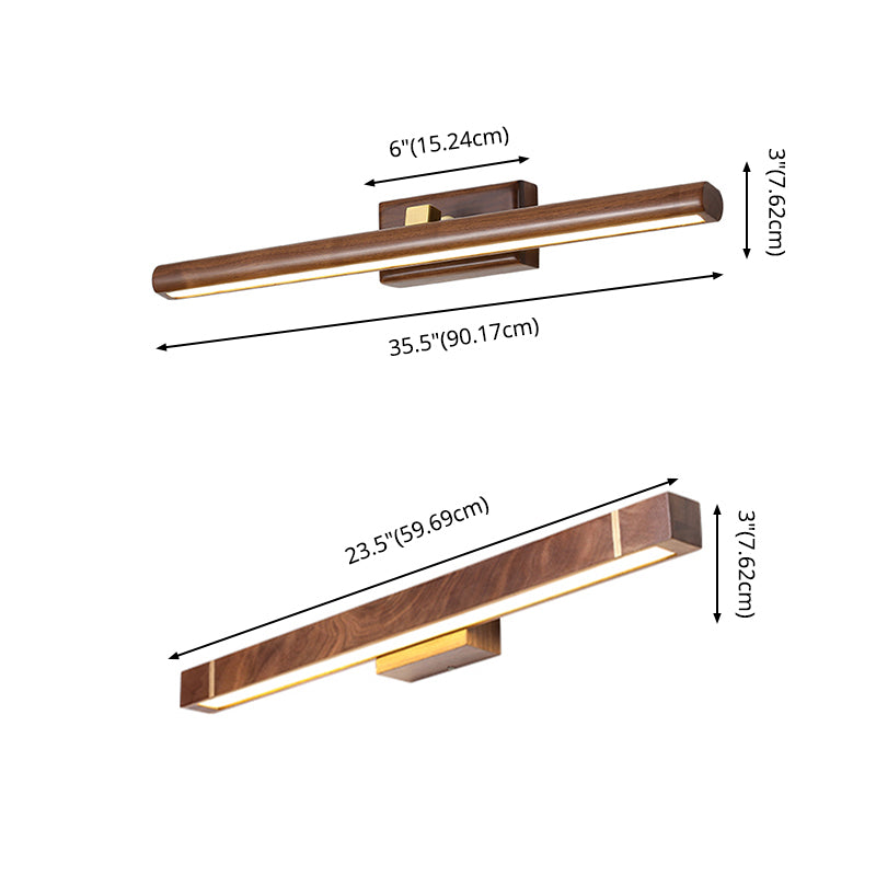 Lineare Wandleuchte Leuchten zeitgenössischer Holz LED -Badezimmer Wandbeleuchtung in Braun