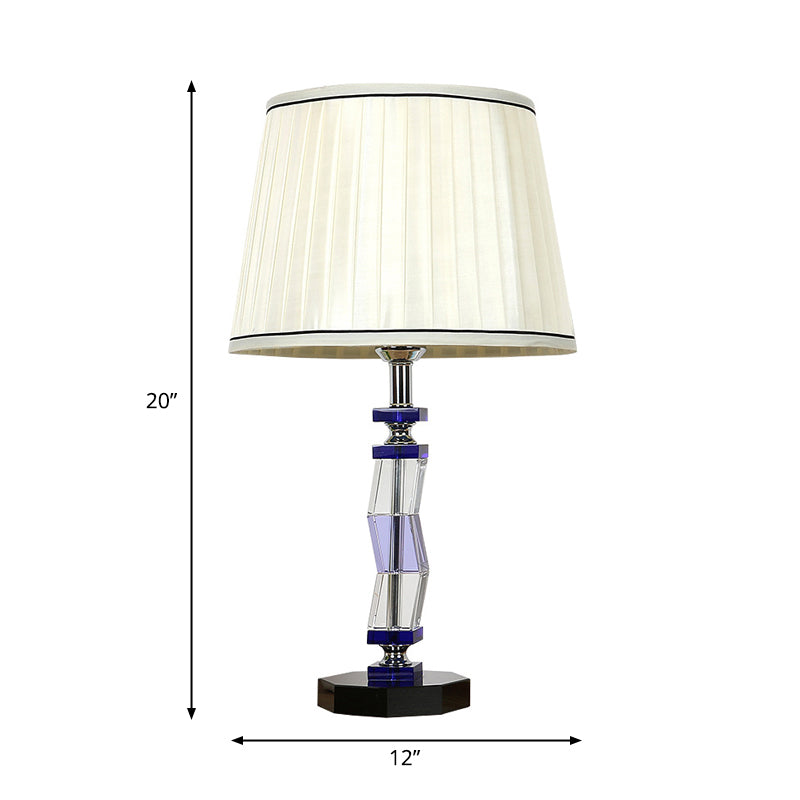 Tapered Drum Bedroom Table Lamp Countryside Fabric Single Light White Night Light