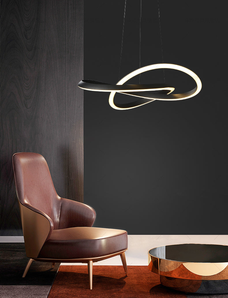 Spiral Ceiling Lights Black Acrylic LED Modern Styles for Living Room Bedroom