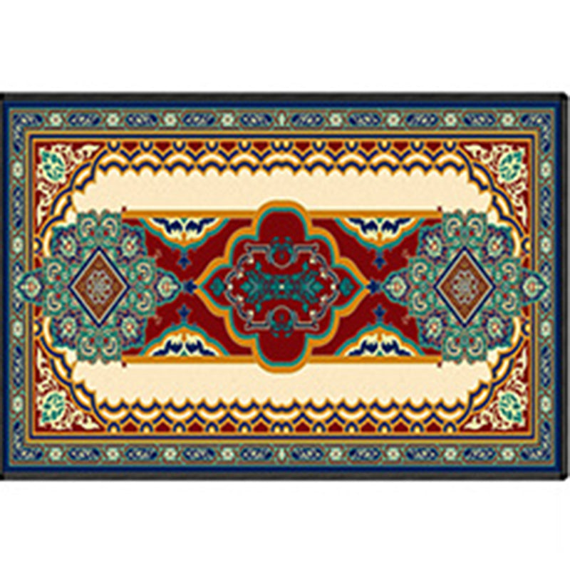 Stylish Tribal Pattern Rug Blue Traditional Carpet Polyester Stain Resistant Rug for Living Room