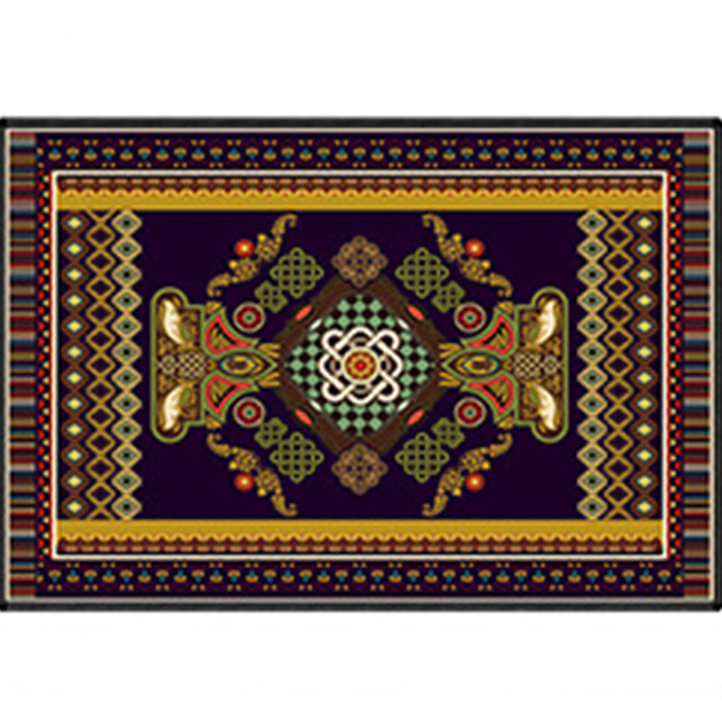 Stylish Tribal Pattern Rug Blue Traditional Carpet Polyester Stain Resistant Rug for Living Room
